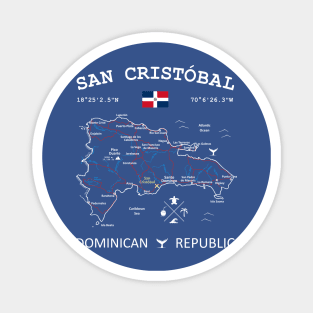 San Cristóbal Dominican Republic Flag Travel Map Coordinates GPS Magnet